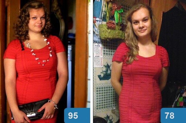 Kanak-kanak perempuan sebelum dan selepas menurunkan berat badan dalam 4 minggu dengan diet Maggi